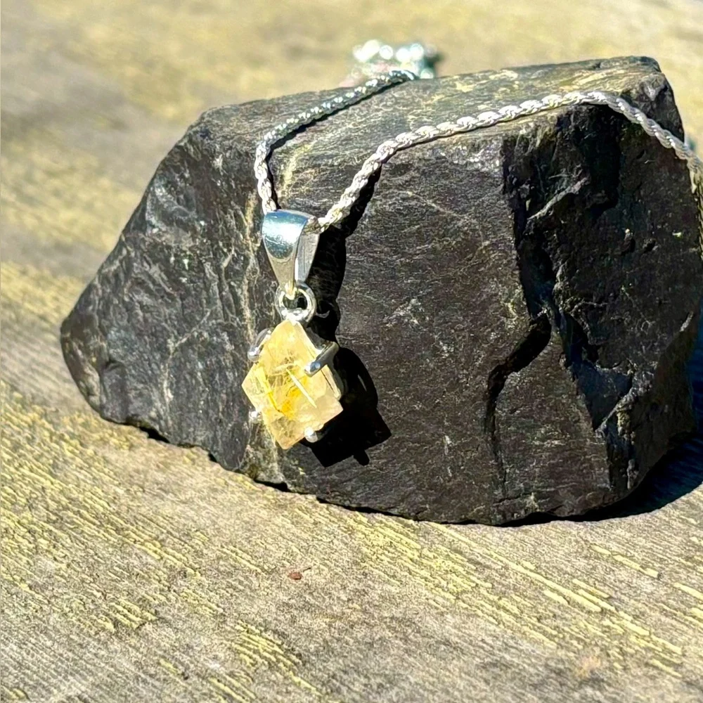 Golden Rutilated Quartz Necklace - Picture 7 of 15